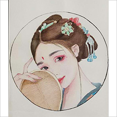 水彩作品古典女人