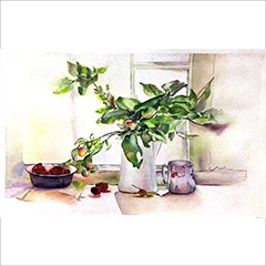 水彩作品静物花