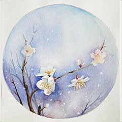水彩作品梅花